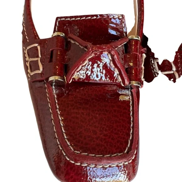 TOD'S Red Patent Leather Top-stitched Pumps Shoes Size 7 - Picture 6 of 7